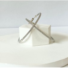 Ασημένια Σκουλαρίκια Κρίκοι Μεγάλοι τριπλοί με πέτρες (SE54)